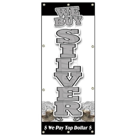 Signmission WE BUY SILVER VERTICAL BANNER SIGN gold appraisals precious stone rings B-96 We Buy Silver Vertical